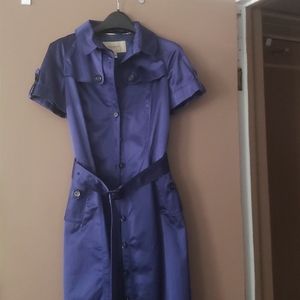 Blue burberry button up dress